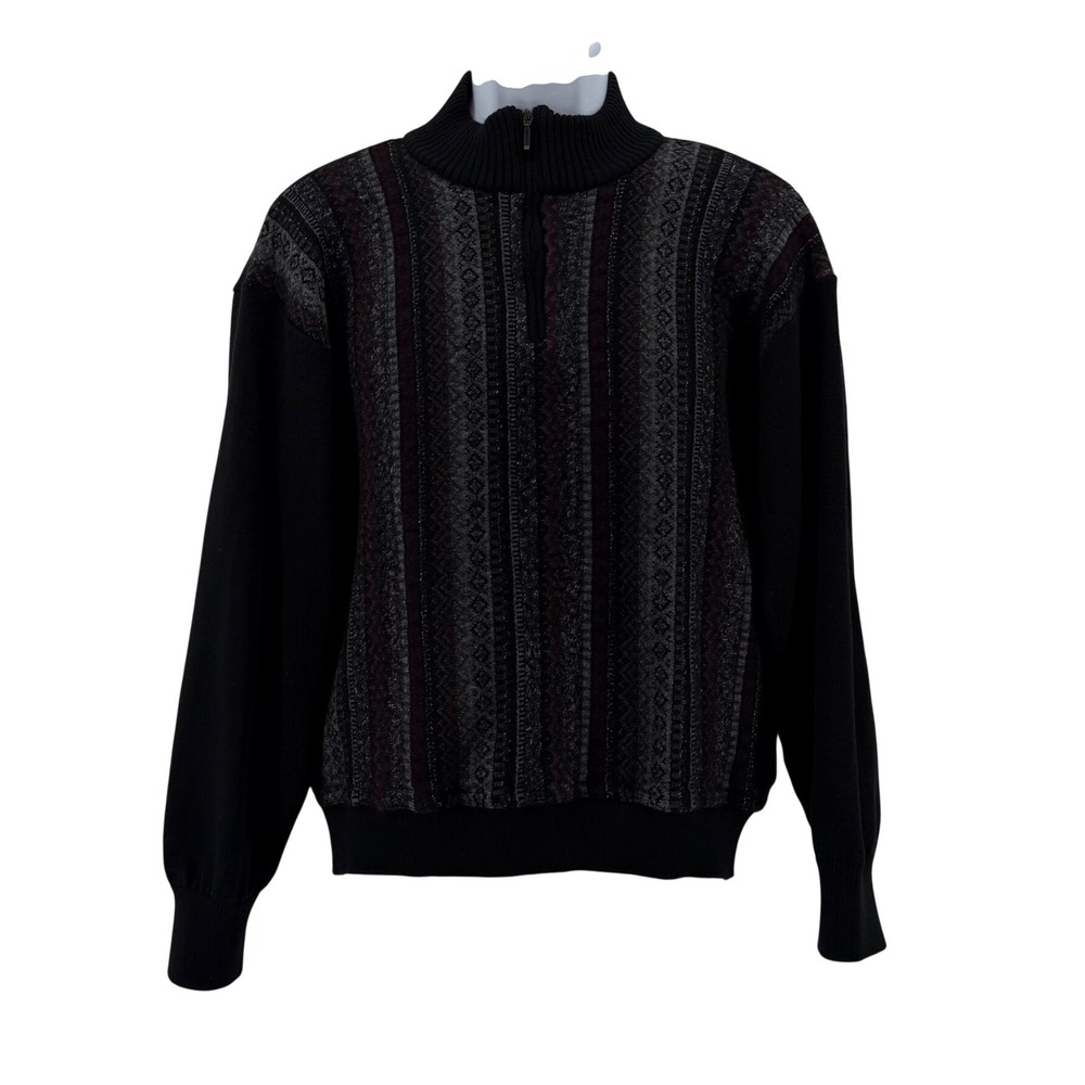 Cooper Wool Blend Sweater Mens XL Quarter Zip Patterned Knit Made In Canada